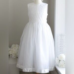Strasburg Children’s RARE HTF White Organza Formal Dress hand embroidered size 7